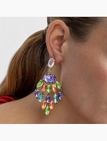 Boucles d'oreilles Luxenter avec cristal multicolore finition or 18k - Imkas