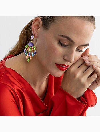 Boucles d'oreilles Luxenter avec cristal multicolore finition or 18k - Imkas