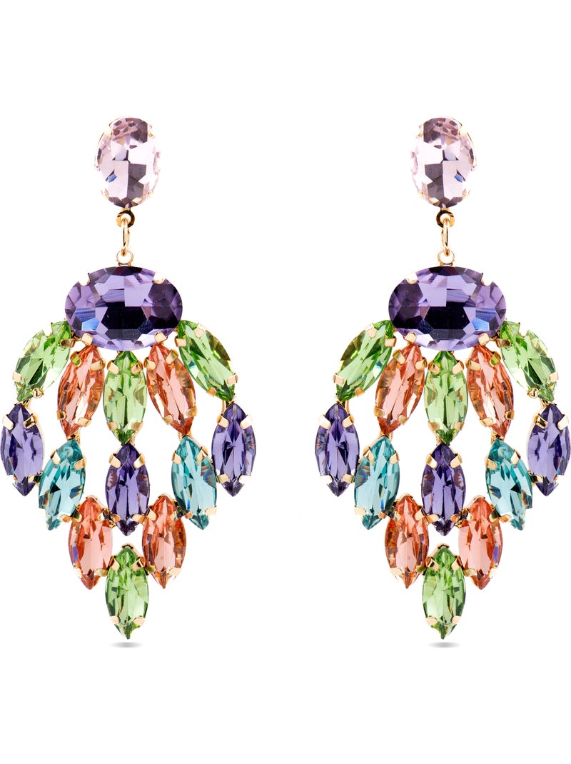 Boucles d'oreilles Luxenter avec cristal multicolore finition or 18k - Imkas Multicolore - Kiabi