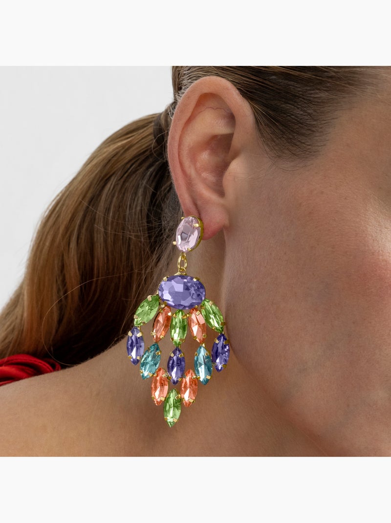 Boucles d'oreilles Luxenter avec cristal multicolore finition or 18k - Imkas Multicolore - Kiabi