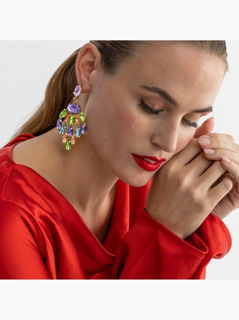 Boucles d'oreilles Luxenter avec cristal multicolore finition or 18k - Imkas Multicolore - Kiabi