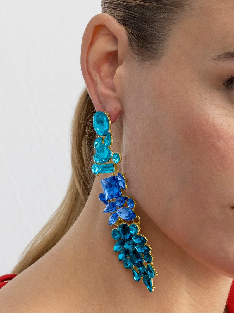 Boucles d'oreilles Luxenter avec cristal multicolore finition or 18k - Karaf Multicolore - Kiabi