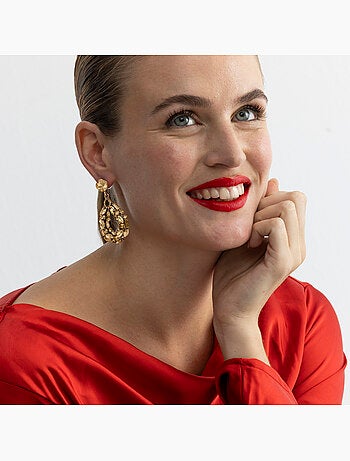 Boucles d'oreilles Luxenter avec cristal multicolore finition or 18k - Liodas