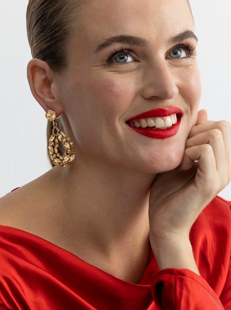 Boucles d'oreilles Luxenter avec cristal multicolore finition or 18k - Liodas Multicolore - Kiabi