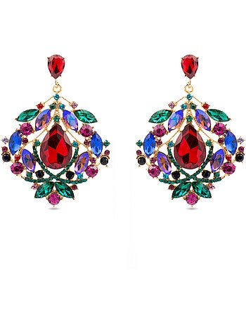 Boucles d'oreilles Luxenter avec cristal multicolore finition or 18k - Moken
