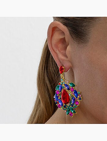 Boucles d'oreilles Luxenter avec cristal multicolore finition or 18k - Moken
