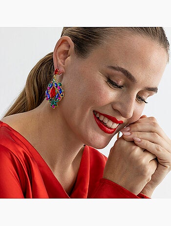 Boucles d'oreilles Luxenter avec cristal multicolore finition or 18k - Moken