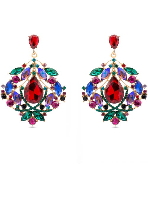Boucles d'oreilles Luxenter avec cristal multicolore finition or 18k - Moken - Kiabi
