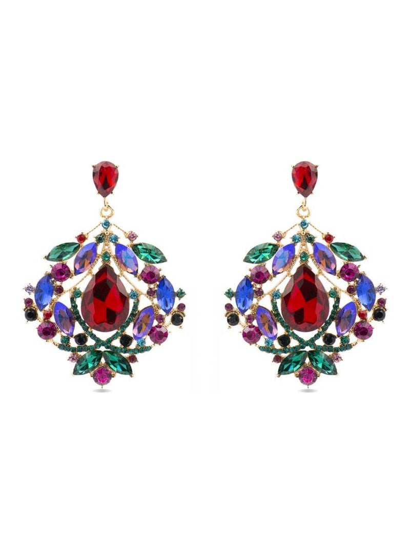 Boucles d'oreilles Luxenter avec cristal multicolore finition or 18k - Moken Multicolore - Kiabi