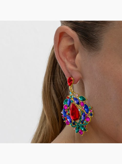 Boucles d'oreilles Luxenter avec cristal multicolore finition or 18k - Moken - Kiabi