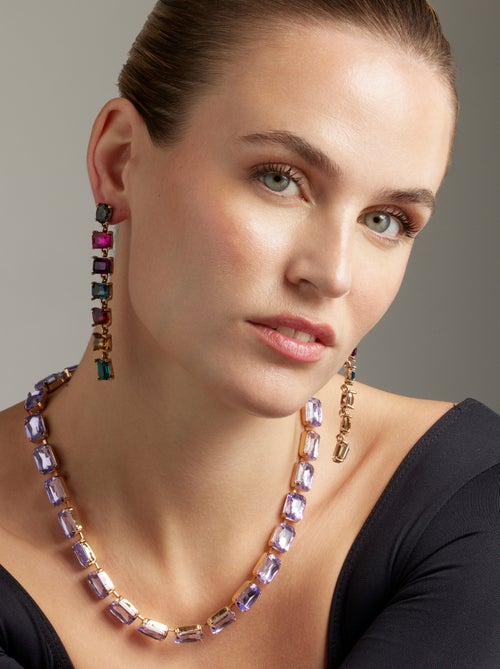 Boucles d'oreilles Luxenter avec cristal multicolore finition or 18k - Moray - Kiabi