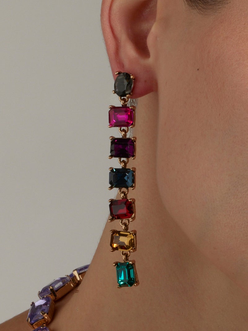 Boucles d'oreilles Luxenter avec cristal multicolore finition or 18k - Moray Multicolore - Kiabi
