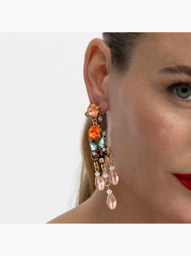 Boucles d'oreilles Luxenter avec cristal multicolore finition or 18k - Mormus Multicolore - Kiabi