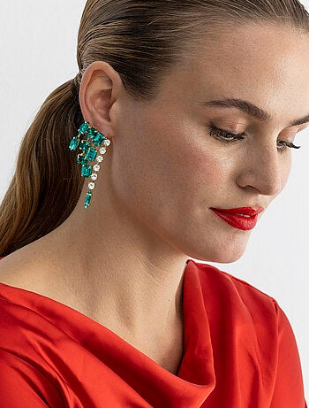 Boucles d'oreilles Luxenter avec cristal multicolore finition or 18k - Ordfi