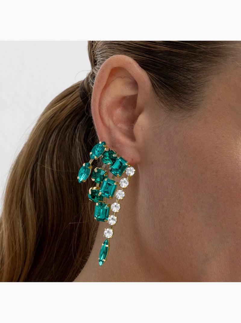 Boucles d'oreilles Luxenter avec cristal multicolore finition or 18k - Ordfi Multicolore - Kiabi