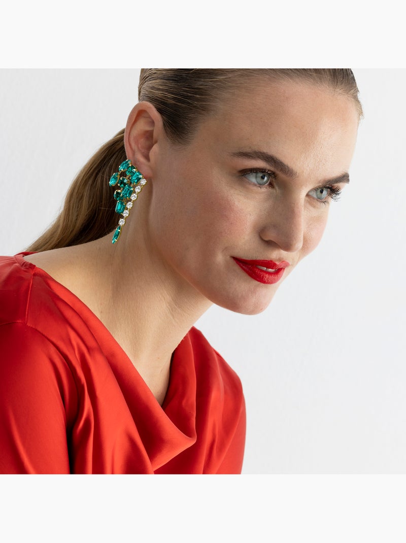 Boucles d'oreilles Luxenter avec cristal multicolore finition or 18k - Ordfi Multicolore - Kiabi