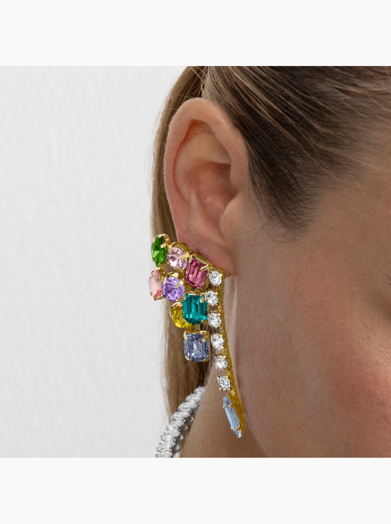 Boucles d'oreilles Luxenter avec cristal multicolore finition or 18k - Shamwa Multicolore - Kiabi