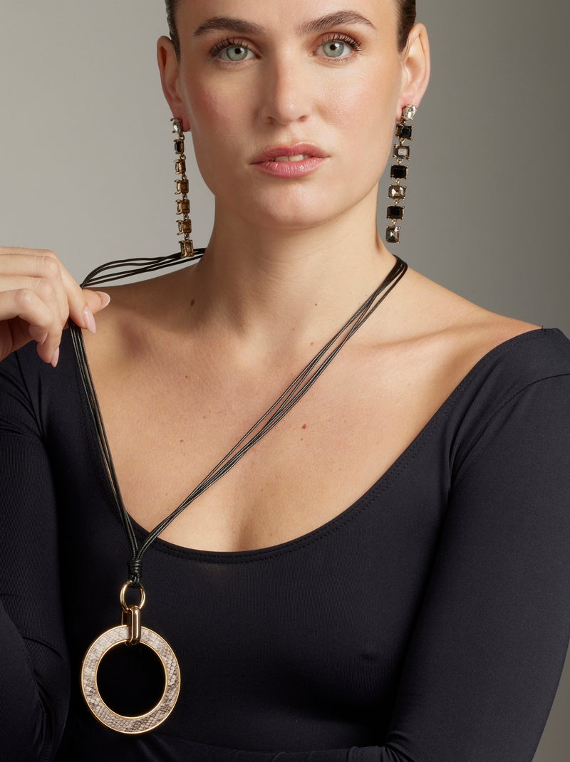 Boucles d'oreilles Luxenter avec cristal noir finition or 18k - Moray Noir - Kiabi