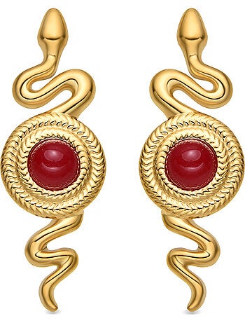 Boucles d'oreilles Luxenter avec cristal rouge finition or 18k - Edrak