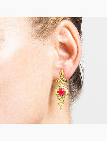 Boucles d'oreilles Luxenter avec cristal rouge finition or 18k - Edrak