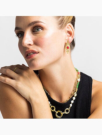 Boucles d'oreilles Luxenter avec cristal rouge finition or 18k - Edrak