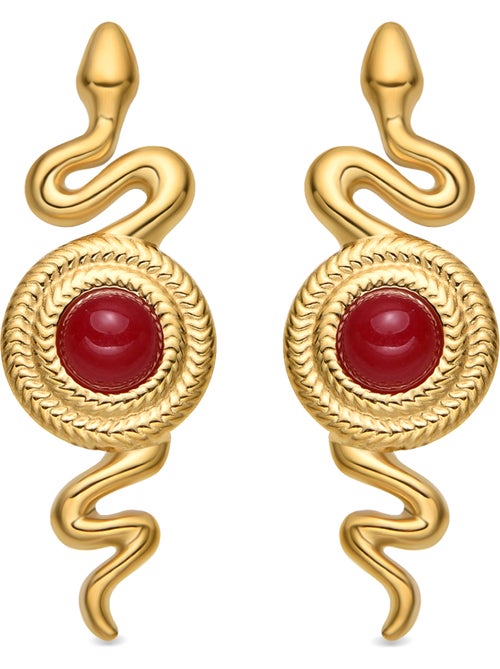 Boucles d'oreilles Luxenter avec cristal rouge finition or 18k - Edrak - Kiabi