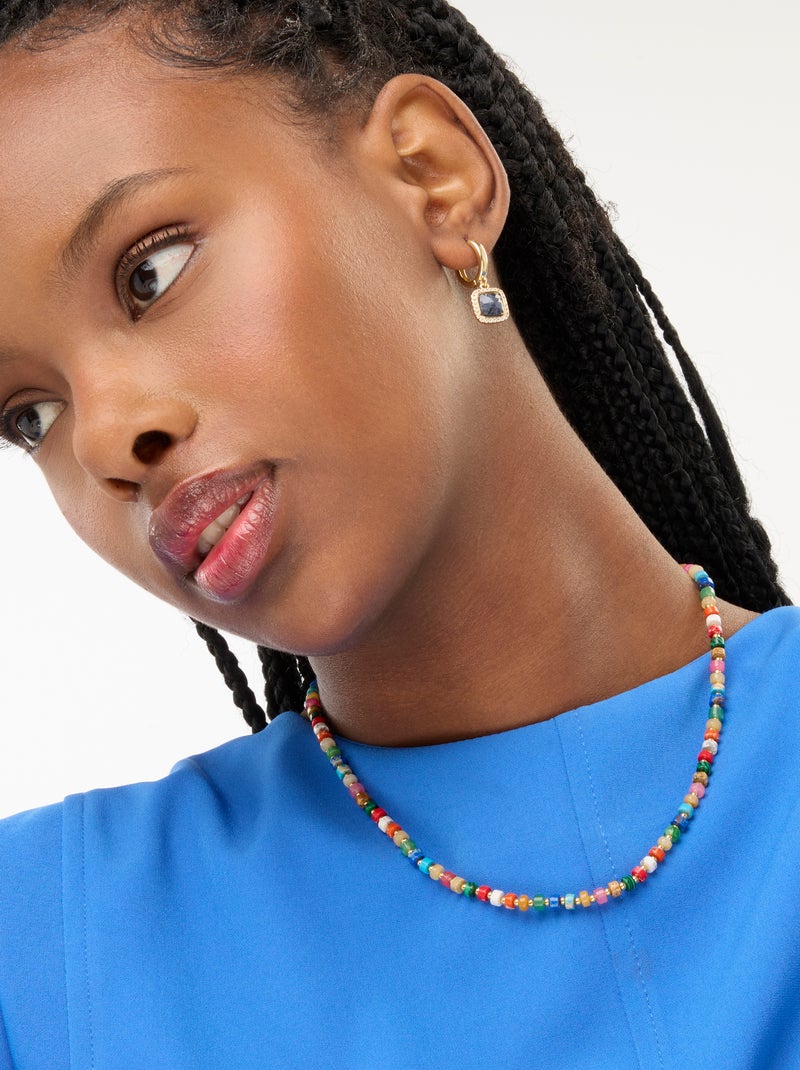 Boucles d'oreilles Luxenter avec cristaux bleu foncé finis et plaqué or 18k - Liw Bleu - Kiabi