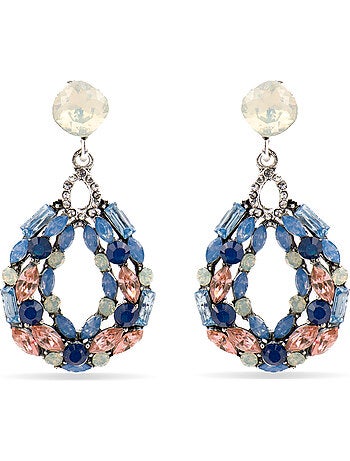 Boucles d'oreilles Luxenter avec cristaux multicolores finition argentée - Liodas