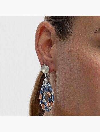 Boucles d'oreilles Luxenter avec cristaux multicolores finition argentée - Liodas