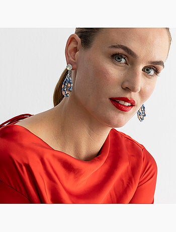 Boucles d'oreilles Luxenter avec cristaux multicolores finition argentée - Liodas