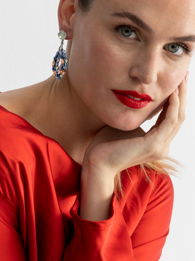 Boucles d'oreilles Luxenter avec cristaux multicolores finition argentée - Liodas Multicolore - Kiabi