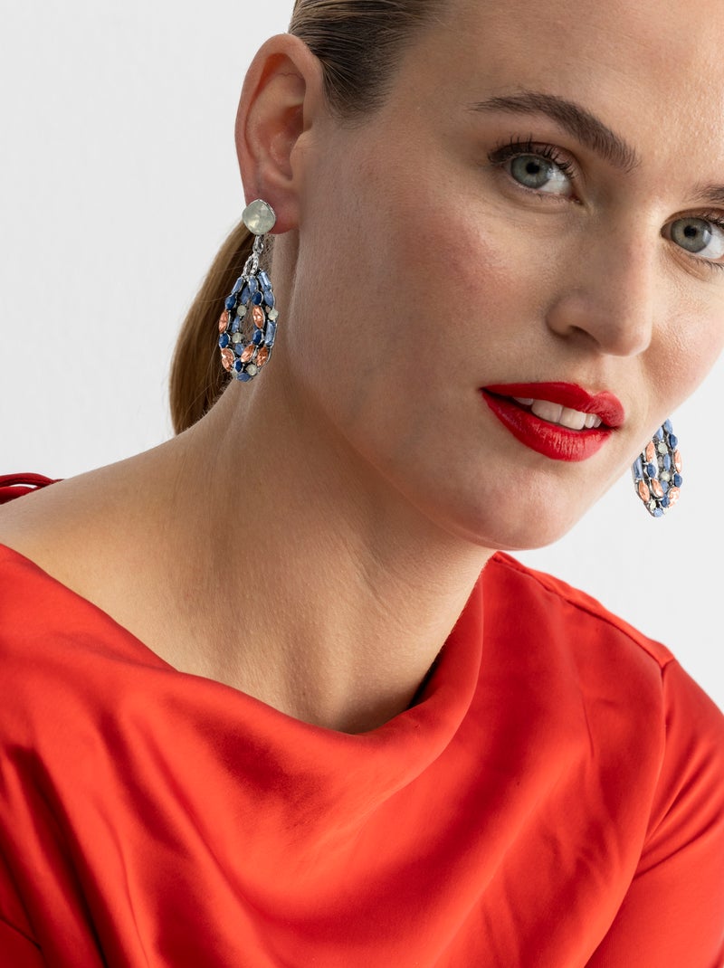 Boucles d'oreilles Luxenter avec cristaux multicolores finition argentée - Liodas Multicolore - Kiabi