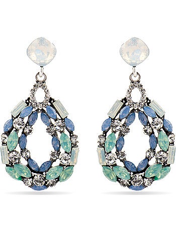 Boucles d'oreilles Luxenter avec cristaux multicolores finition argentée - Liodas