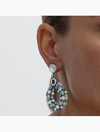 Boucles d'oreilles Luxenter avec cristaux multicolores finition argentée - Liodas