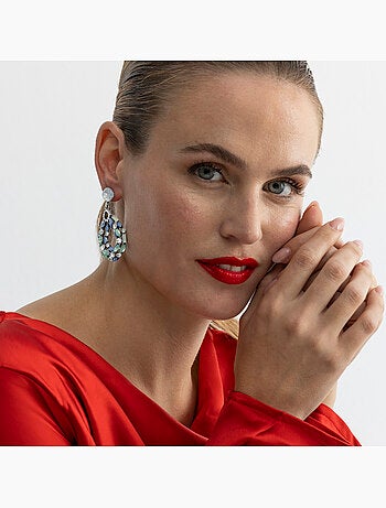 Boucles d'oreilles Luxenter avec cristaux multicolores finition argentée - Liodas