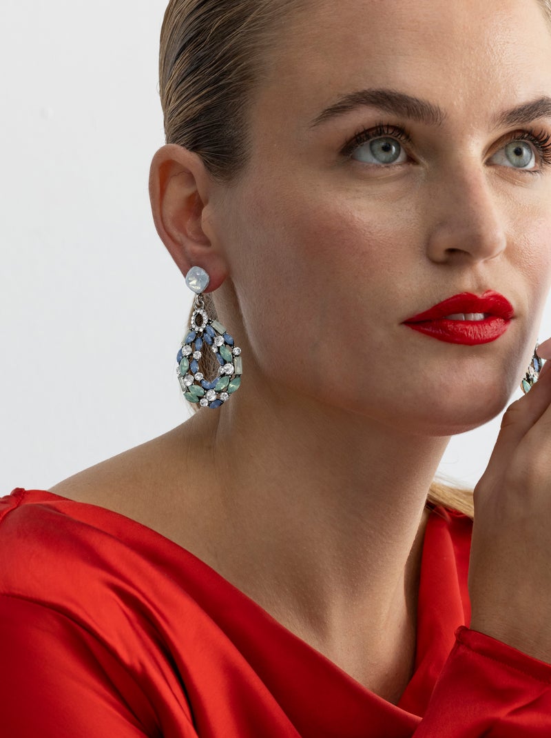 Boucles d'oreilles Luxenter avec cristaux multicolores finition argentée - Liodas Multicolore - Kiabi