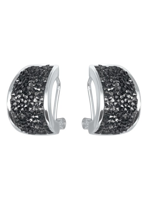 Boucles d'oreilles Luxenter avec fermeture en zircon cubique oméga kwane rhodié en hématite - Kiabi