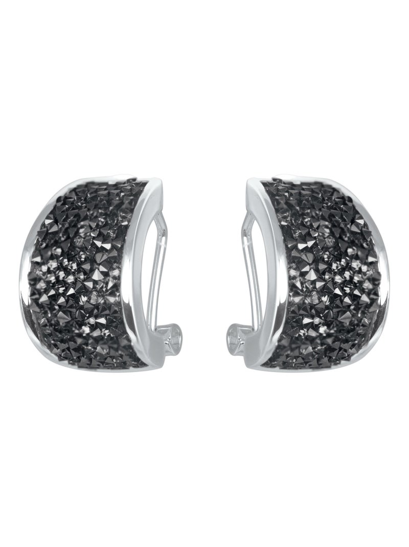 Boucles d'oreilles Luxenter avec fermeture en zircon cubique oméga kwane rhodié en hématite Argent - Kiabi