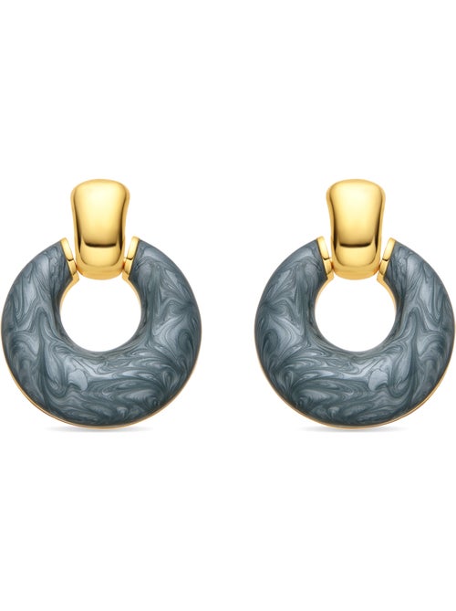 Boucles d'oreilles Luxenter avec finition et plaqué or 18k laqué bleu - Fores - Kiabi