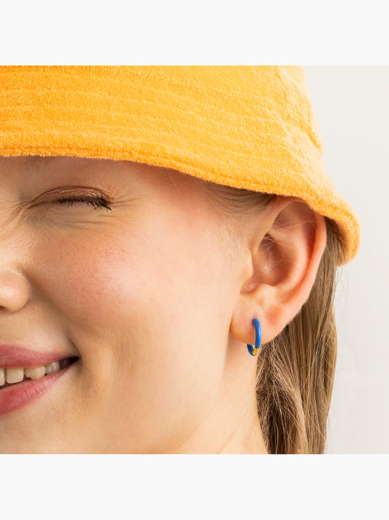 Boucles d'oreilles Luxenter avec laque bleue or 18k - Talorba Bleu - Kiabi