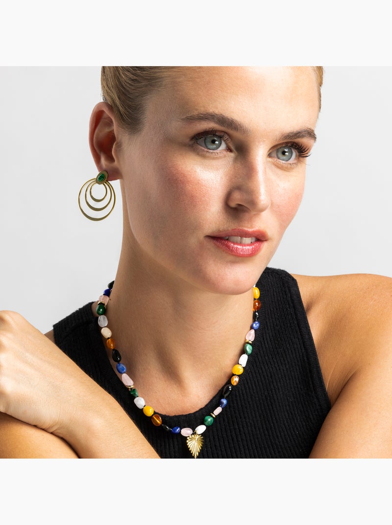 Boucles d'oreilles Luxenter avec Malachite finition or 18k - Hask Vert - Kiabi