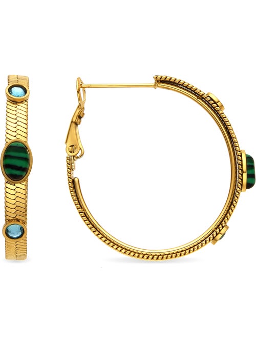 Boucles d'oreilles Luxenter avec Malachite finition or 18k - Reus - Kiabi