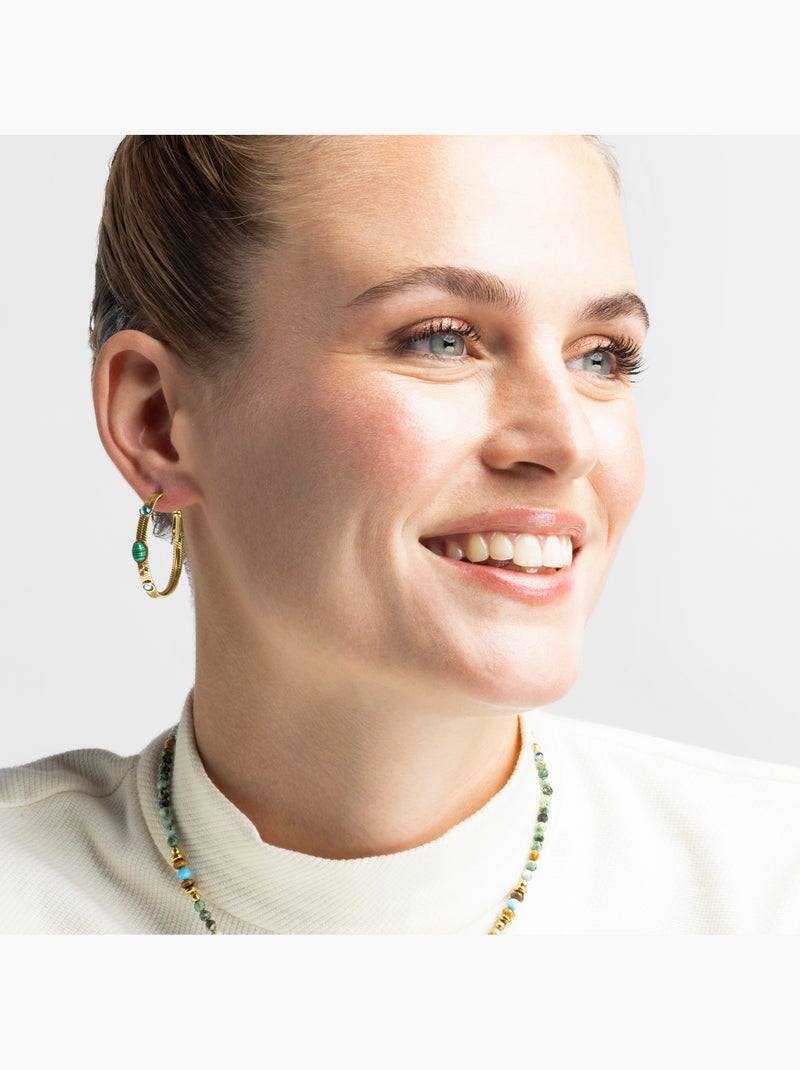 Boucles d'oreilles Luxenter avec Malachite finition or 18k - Reus Vert - Kiabi