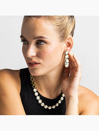 Boucles d'oreilles Luxenter avec œil-de-chat, finition or 18k - Nawil