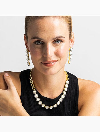 Boucles d'oreilles Luxenter avec œil-de-chat, finition or 18k - Nawil