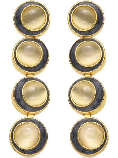 Boucles d'oreilles Luxenter avec œil-de-chat, finition or 18k - Nawil - Kiabi