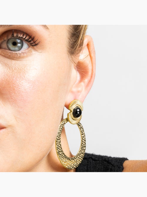 Boucles d'oreilles Luxenter avec Onyx finition or 18k - Noraf - Kiabi