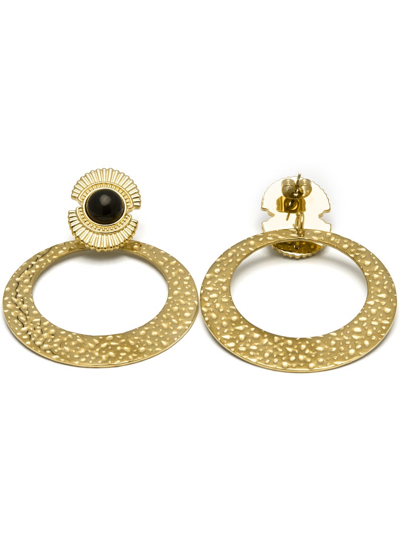 Boucles d'oreilles Luxenter avec Onyx finition or 18k - Noraf Noir - Kiabi