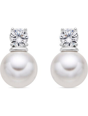 Boucles d'oreilles Luxenter avec perle blanche et finition argentée - Etalor