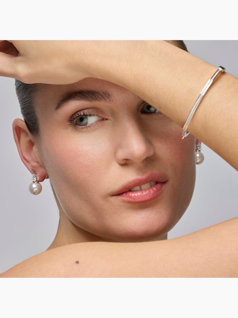 Boucles d'oreilles Luxenter avec perle blanche et finition argentée - Etalor Argent - Kiabi